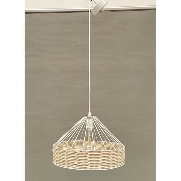 Suspension - Non spécifié - 35 x 35 x 22 cm - Métal noir - Rotin - 50 W (2 unités)