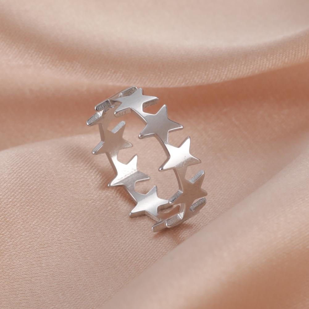 Stainless Steel Women's Ring Simple Heart Butterfly Moon Phase Geometric Finger Rings Wedding Gift for Lover