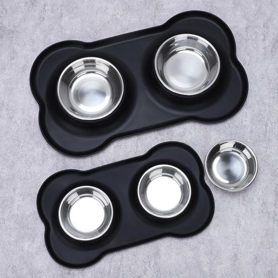 Miska dla zwierząt Wygodna Miska podwójna dla psa zapobiegająca rozlewaniu Mata silikonowa Łatwa do czyszczenia Miska na jedzenie i wodę dla kota Artykuł dla zwierząt