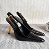 2025 New Pointed Head Temperament High Heels Female Royal Sister Style Patent Leather Sexy Gold Fine Heel High Sense Bag Head Single Shoes