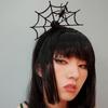 Halloween Headwear Spider Webs Headband Lace Necklace Fancy Dress-up Headpiece for Cosplay Party Novelty Headdress