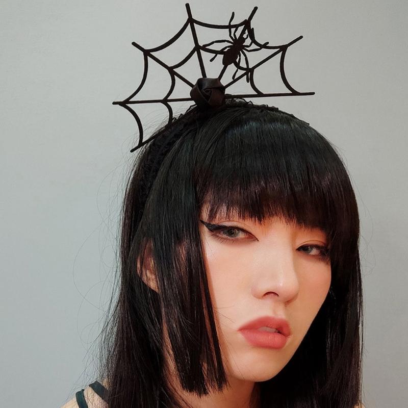 Halloween Headwear Spider Webs Headband Lace Necklace Fancy Dress-up Headpiece for Cosplay Party Novelty Headdress