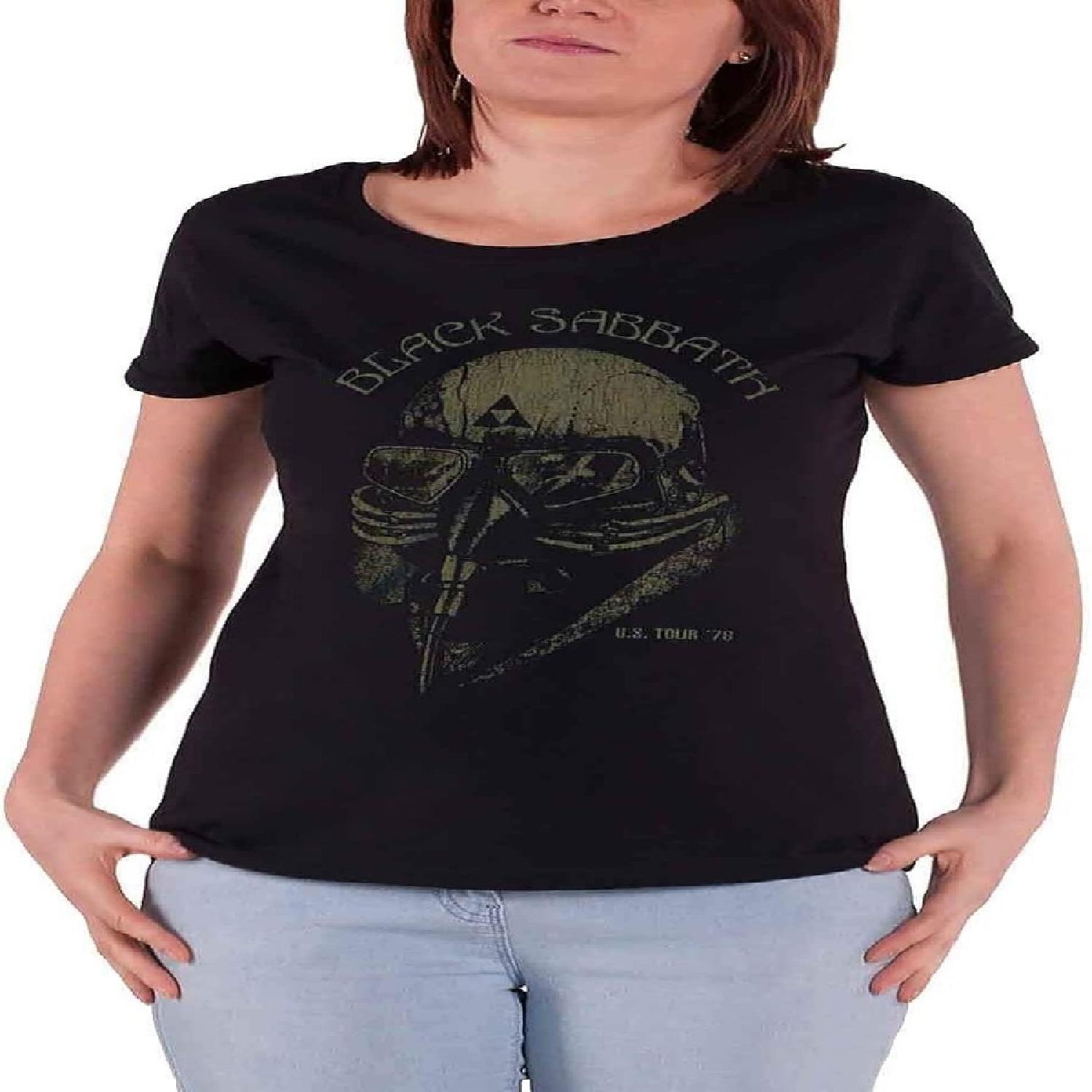 Black Sabbath T Shirt Us Tour 1978 Official Womens New Black Skinny Fit Size L S