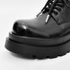 Men's British Street Style Black Leather Shoes - Metal Decor with Height Increasing Effect, Trendy & Comfortable for Urban Fashi