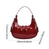 Women PU Leather Half Moon Bag Vintage Small Shoulder Bag for Girls Hobo Handbag Luxury Retro Red Ladies Armpit Purses Totes