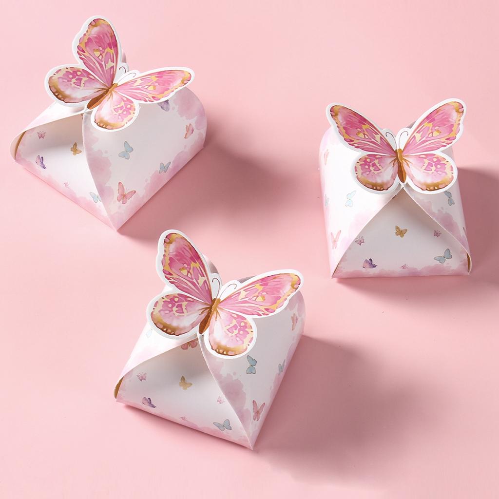 Pink Butterfly Candy Bags Gift Packing Bags Butterfly Birthday Party Decorations Kids Gift Candy Bag Baby Shower Party Supplies