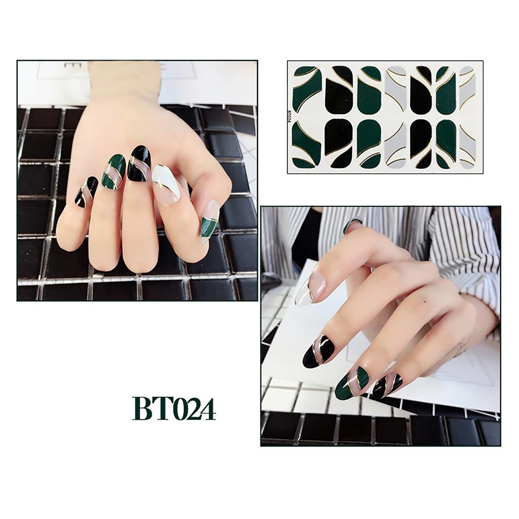 Buy [ZH] Lattice Nail Sticker Pure Color Glitter Nail Polish Sticker ...
