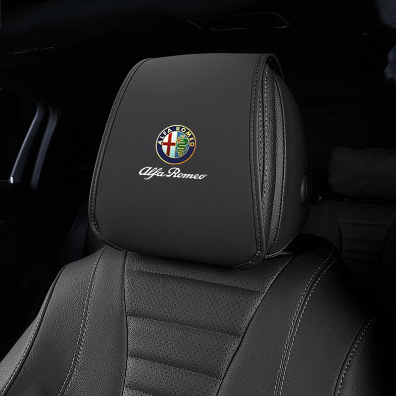 Leather Car Pillowcase Car Supplies Headrest Cover For Alfa Romeo 4C 159 Spider Giulia Giulietta 156 Anti Fouling Decoration Mat