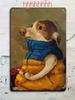 Vintage Tabby Cat Wall Art Aluminum Metal Painting Lollipop Knife Decor 20x30cm
