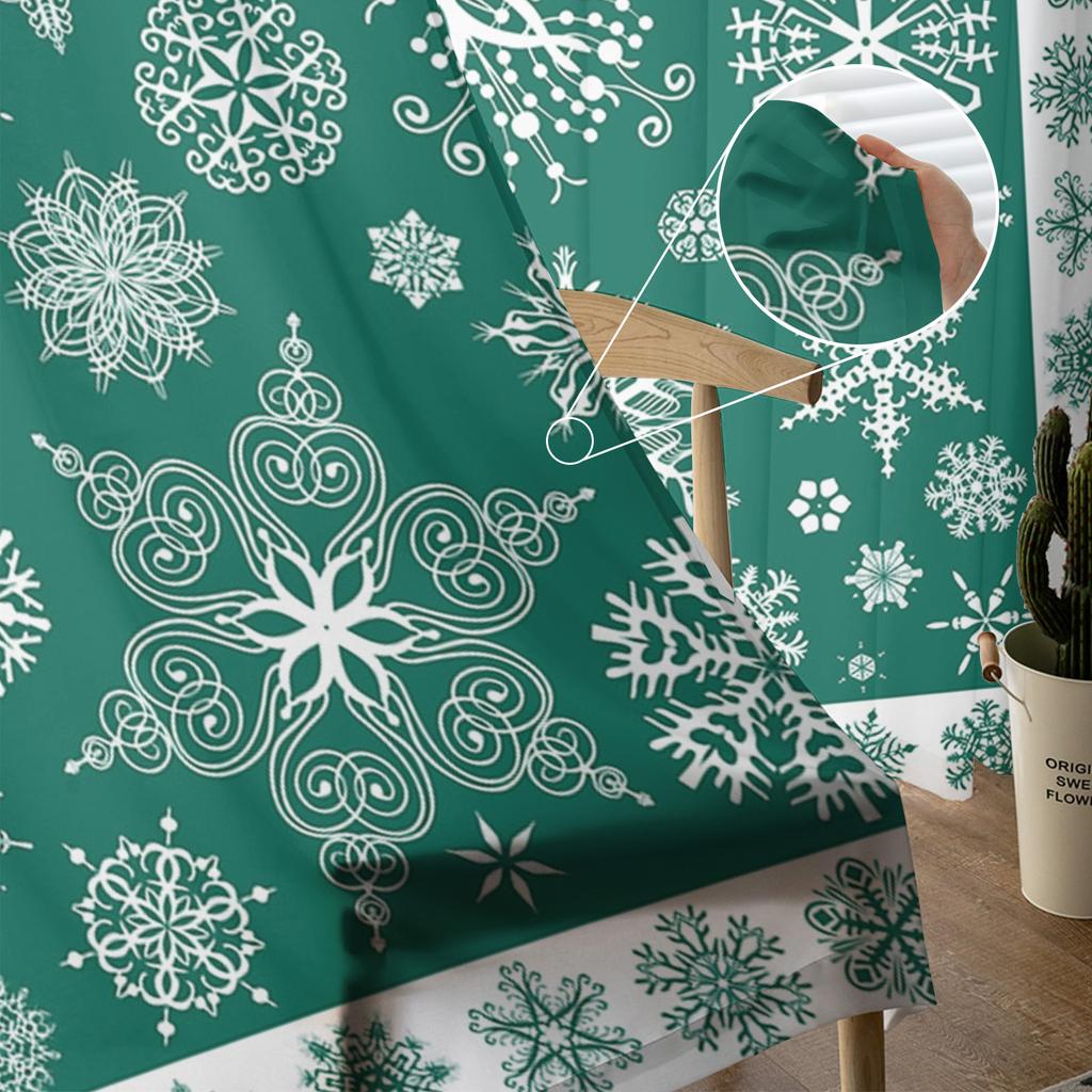Weihnachten Grüne Schneeflocke Textur Wohnzimmer Transparent Tüll Fenster Vorhang Schlafzimmer Küche Dekor Schleier Vorhänge Vorhänge