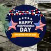 2D Flat, 1pc Round "Happy Independence Day" Aluminum Hanging Sign, Patriotic USA Flag Star Bunting Design, Rustic 4th of July Metal Wall Decor