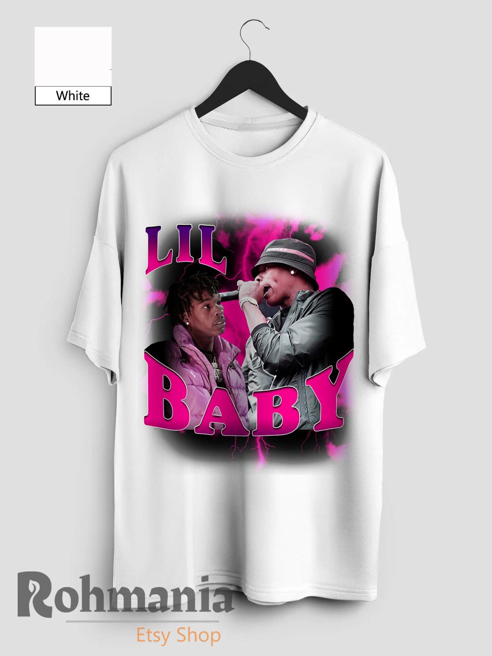 Lil Baby T-Shirt, Rap Hip Hop Music Shirt, 90s Retro Personalized Casual T-Shirt 2XL