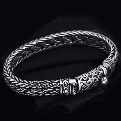 Papas Men's Bracelet Creative Pure Weaving Retro Trend Transport Personalized Coarse Style Mighty Curved Buckle Dragon Pattern