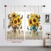 2PCS Digital Print Sheer Curtain, Plaid Sunflower, Modern Minimalist Window Curtains for Living Room Bedroom Home Decor