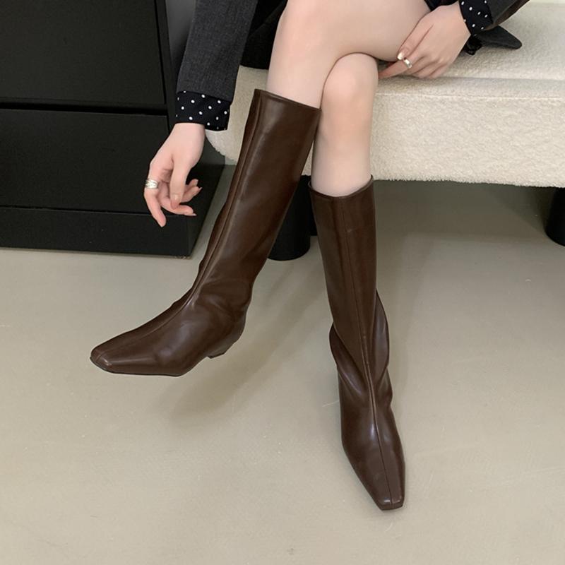 Winter New Brand Women Long Boots Fashion Round Toe Slip On Ladies Knee-high Boots Soft Heel Knight's Boots Shoe