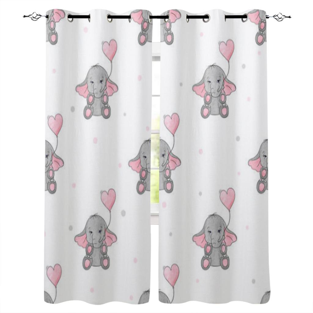 Baby Elephant Cute Butterfly Window Curtain for Living Room Bedroom Home Decor Kitchen for Window Drapes