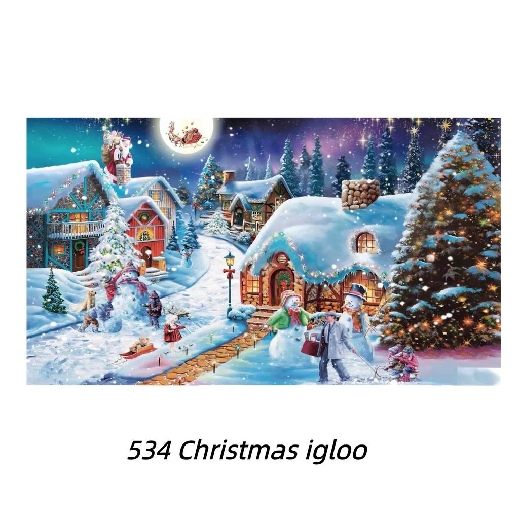 500 Parça Puzzle Kar Kaplı Kulübe Tatil Köyleri ile Sıcak Noel Sıcaklığını Tadın Parıldayan Tatil Süslemeleri Rahat Kış Arka Planları Kucakla