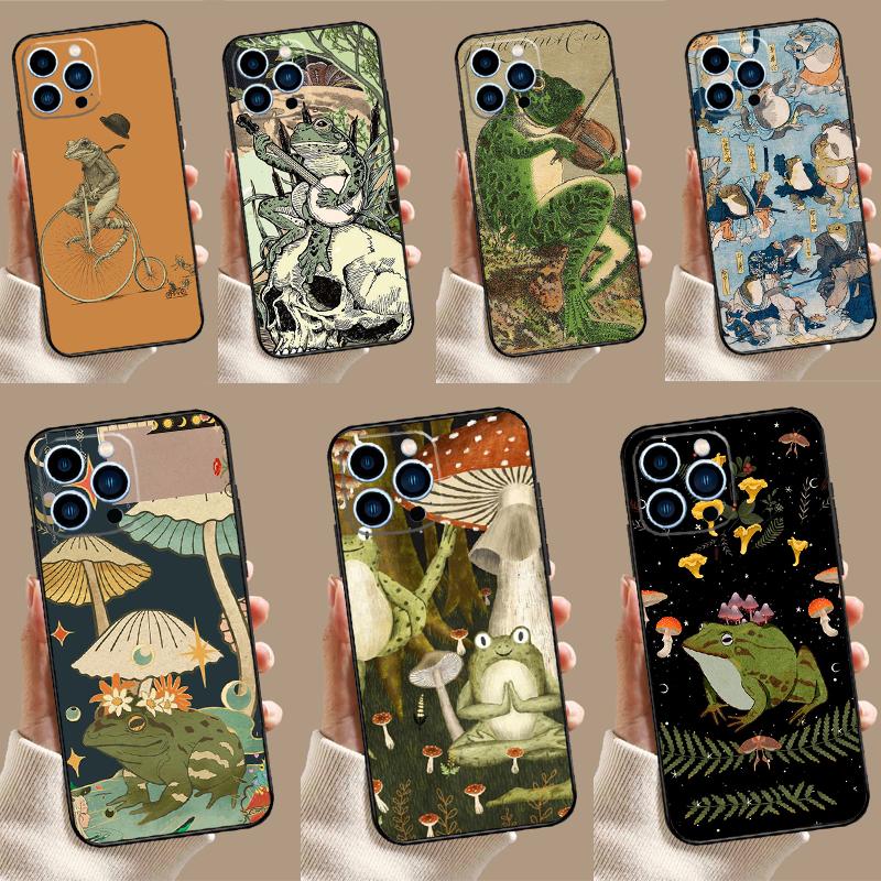 Vintage Retro Frog Mushrooms Case For Xiaomi Redmi Note 14 Pro 13 12 11 10 15 Pro Plus Redmi 15C 15 14C 13C 10C 12C Cover