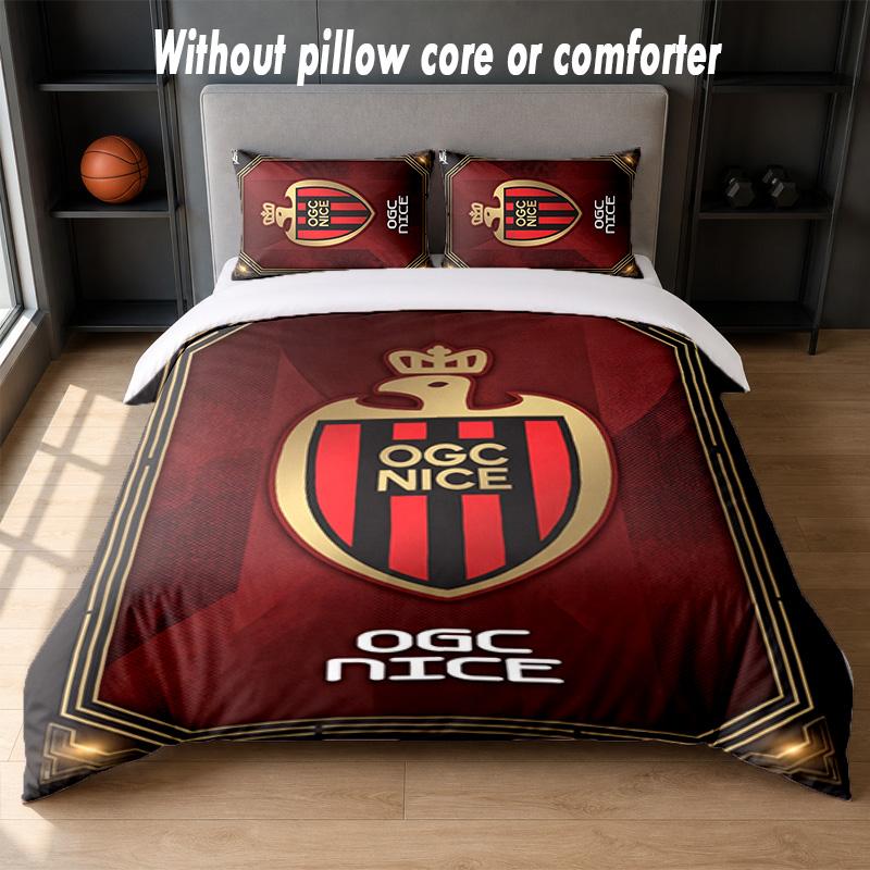OGC Nice FC Design Bed Bedding Set 1 Duvet Cover + 2 Pillowcases Soft Breathable Household Bed Linens