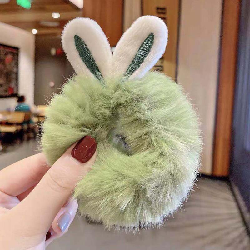 1Pcs/2Pcs New Hair Accessories Fake Fur Hair Rope Cute Bear Scrunchies Girls Elastic Hair Rubber Bands Gum Kids Ponytail Holder