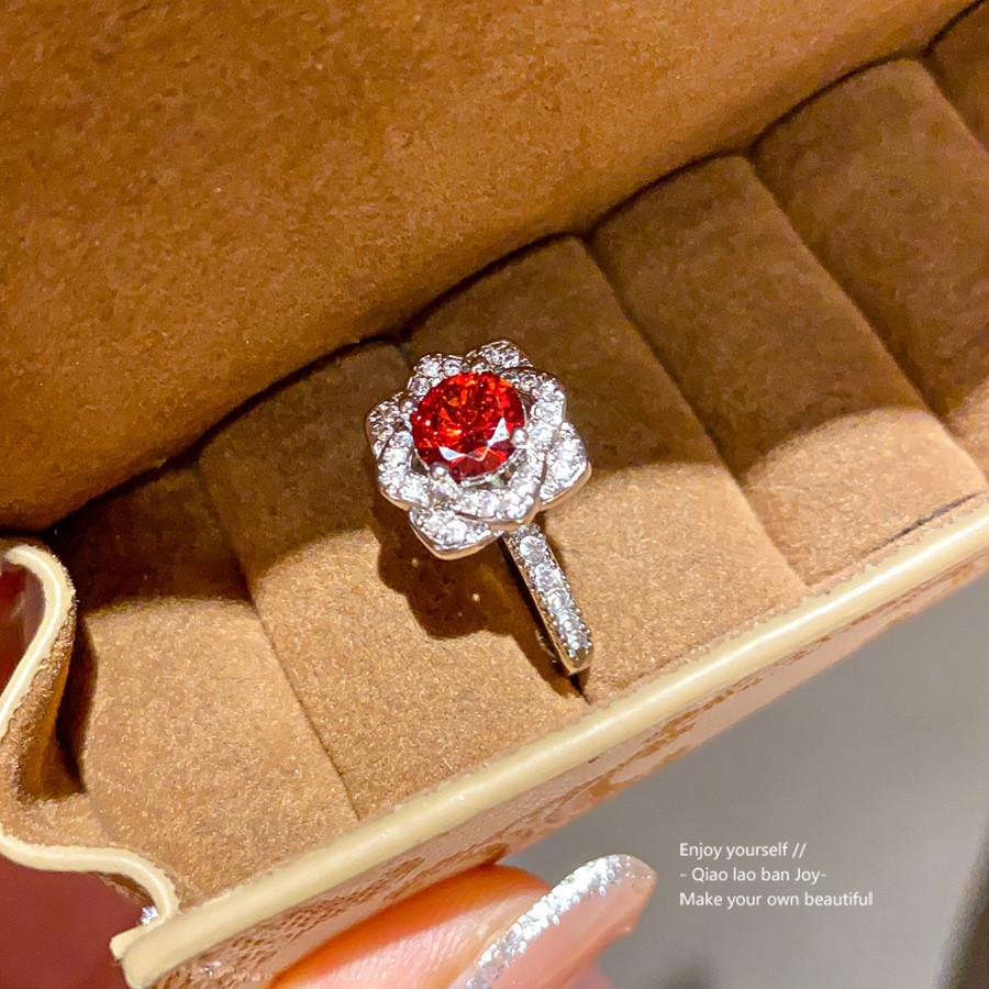 Modern Silver Zircon Flower Shape Adjustable Ring For Women Casual Wear