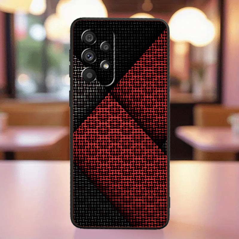 Black carved woven texture Phone Case For Samsung A41 A35 A34 A33 A32 A25 A24 A23 A21s A06 A05 A04 A03 Note 10 20 Ultra 5G Black