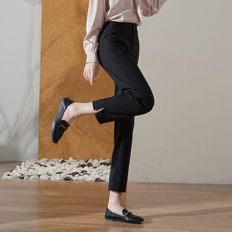 

Slim-Fit Side-Split Cropped Suit Pants with Elastic Waistband for Women - 2026 Spring/Autumn 4XL for 135-145 jin