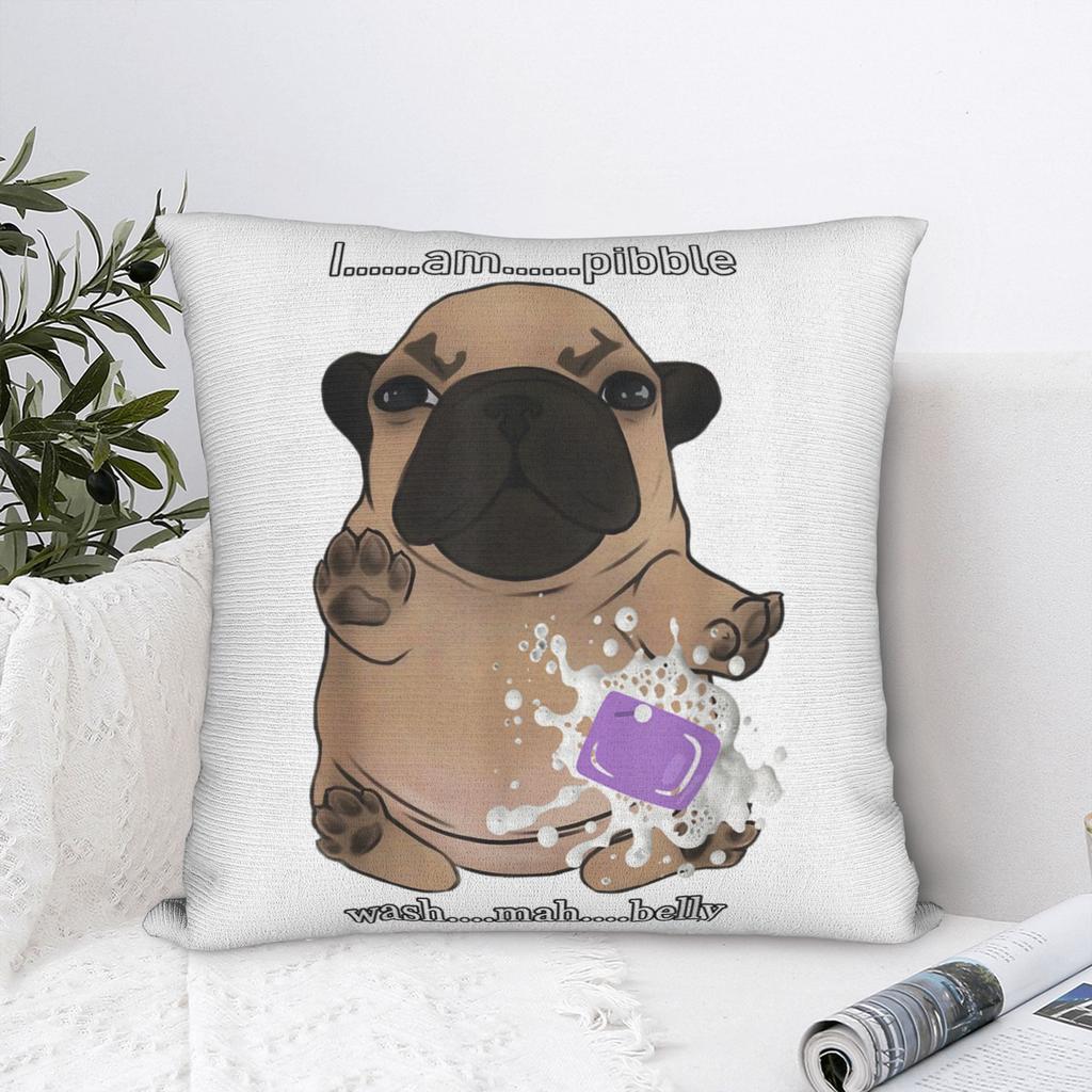 Bedrucktes Ich bin Pibble Wasch meinen Bauch Pibble Meme Kissenbezug Polyester Kissenhülle Lustige Hund Brainrot Dekokissenhülle Zuhause