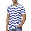 Men's Summer 100% Polyester Fashionable Casual Loose Large Black Pattern Printed Round Neck Short Sleeve T-shirt Top