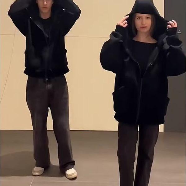 Unisex Sweatshirt med Dubbel Huvuva och Maskerad Dragkedja - Höst Lätt Bräda Edition