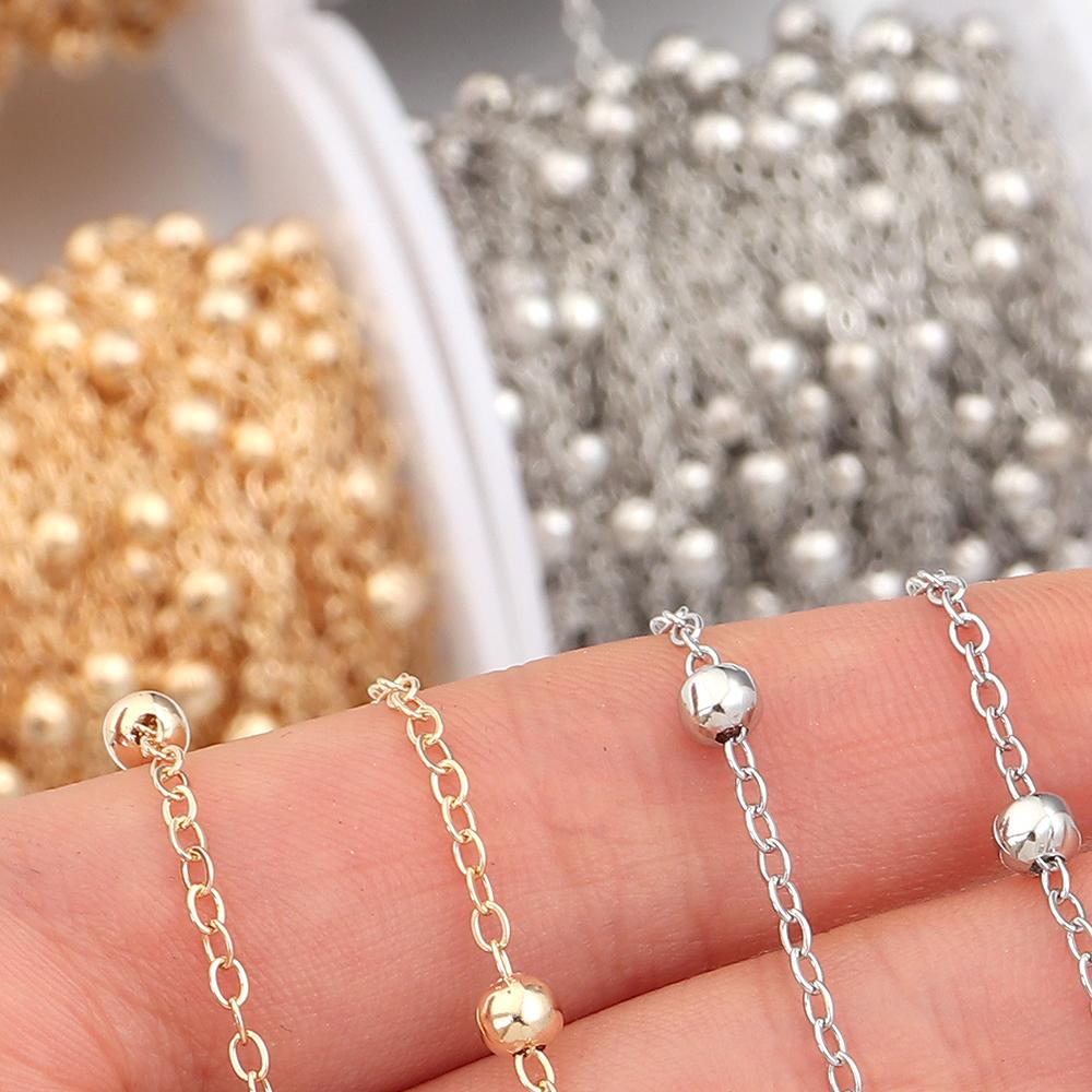 10Yards/Roll Iron Beads Chains Metal Ball Bead Link Chains For Jewelry Making DIY Crafts Necklace Bracelets Accessories Supplies