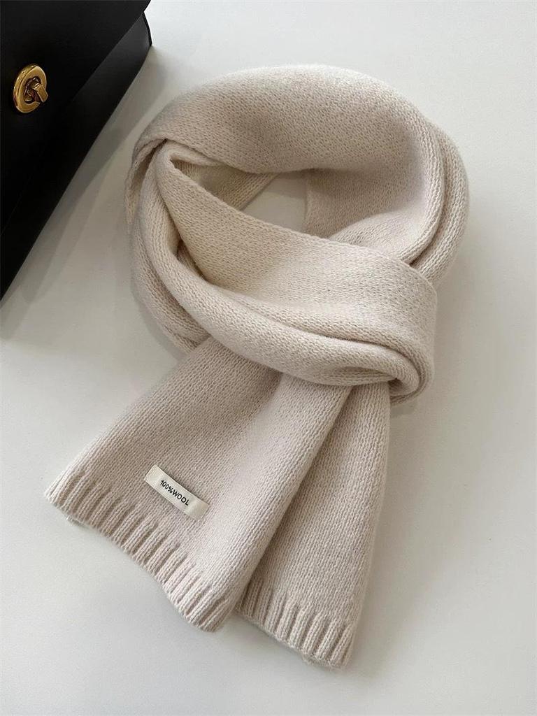 100% Pure Wool Knitted Scarf - Versatile Autumn/Winter Cashmere Neck Warmer for Couples