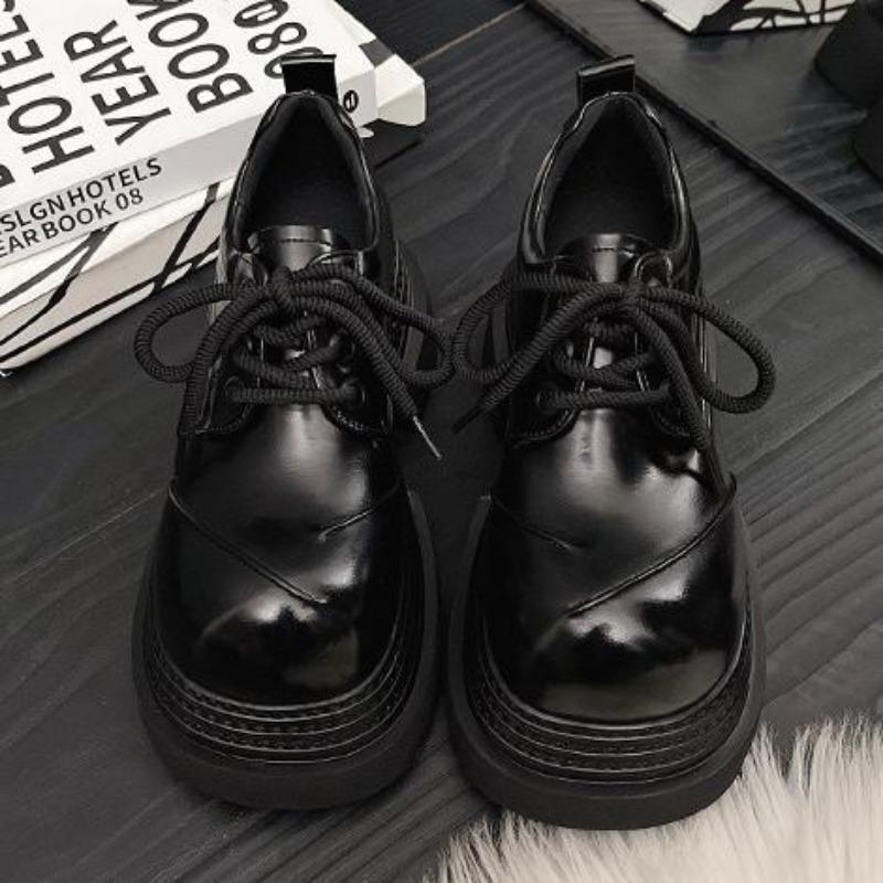 Fashion 2025 Spring Women JK Mary Janes Shoes Fashion Lace Up 7.5CM Platform Pumps Elegant Thick Heel Shoes Retro British Style Loafers