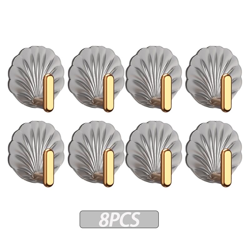 8PCS No Hole Sticky Hooks Powerful Transparent Hooks for Entryway Bedroom Kitchen Storage Multi-functional
