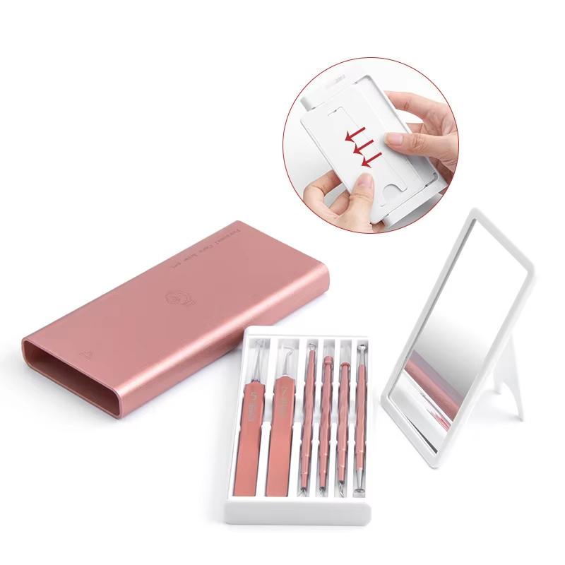 Pinzette professionali per la rimozione dell'acne, ultra-fine, tedesche, no. 5 Cell Pimples Blackhead Clip Strumento per la pulizia dei pori del viso