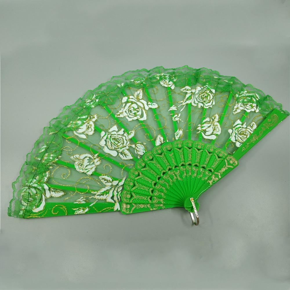 Handheld Ladies Lace Hand Fan Plastic Handle Dance Fan Ornaments Folding Fan  Summer