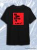 TeeSensation Black Crew Neck Short Sleeve T-Shirt with Do You Listen To Kino Red Text Print