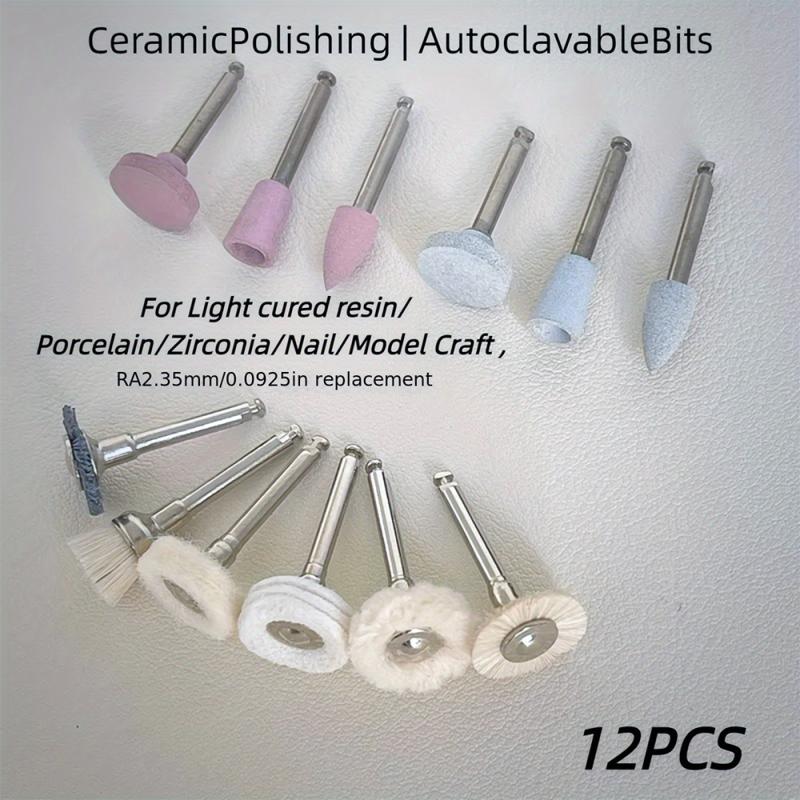 12Pcs/Box Dental Polisher Kit For Low-Speed Handpiece Dental Composite Finishing Polishing Dentistry Porcelain/Natural Teeth