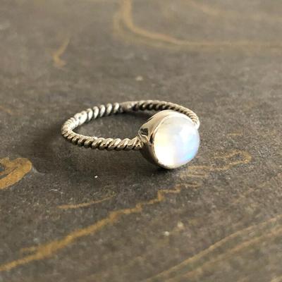 Rainbow Moonstone Round Gemstone Ring, Statement Ring, Women Ring, Gift For Her, Handmade Jewelry, Ring For Sale