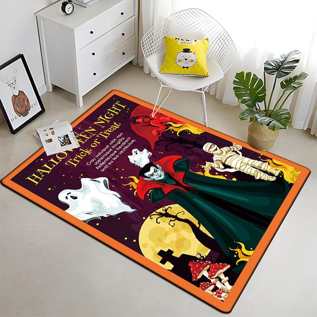 

Halloween Crystal Velvet Horror Pumpkin Carpet Living Room Coffee Table Mat Bedroom Bed Blanket Bathroom Non-Slip Mat 40X60CM (1.3X2FT