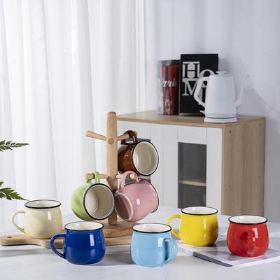 Black-rimmed Ceramic Mug, Available In Multiple Colors, 400ml Large Capacity, Suitable for Home and Office Use.
