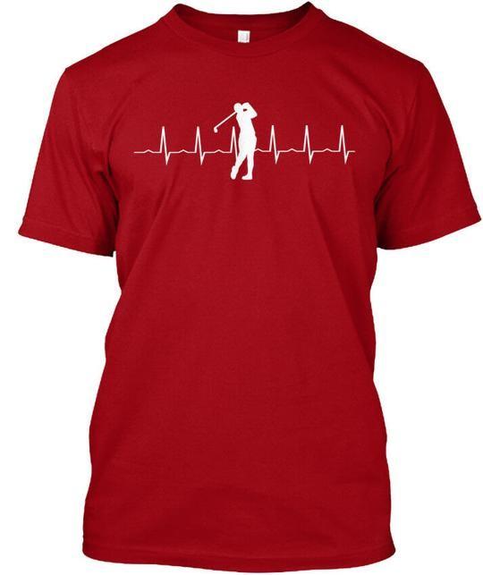 Golfer Swinging Heartbeat Tees S T-Shirt Made in the USA Size to 5XL 4XL