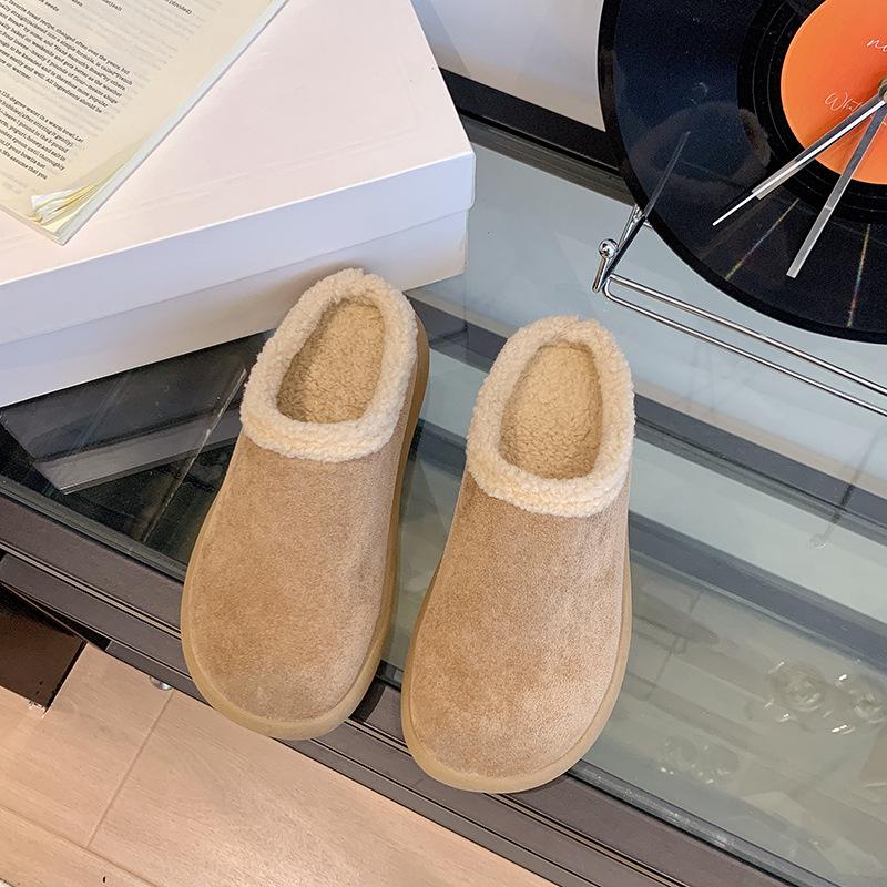 [Fanfna] Casual Fluffy Drag Girl 2025 Autumn New Baotou Half Drag Cotton Shoes Piled and Thickened To Keep Warm and Versatile