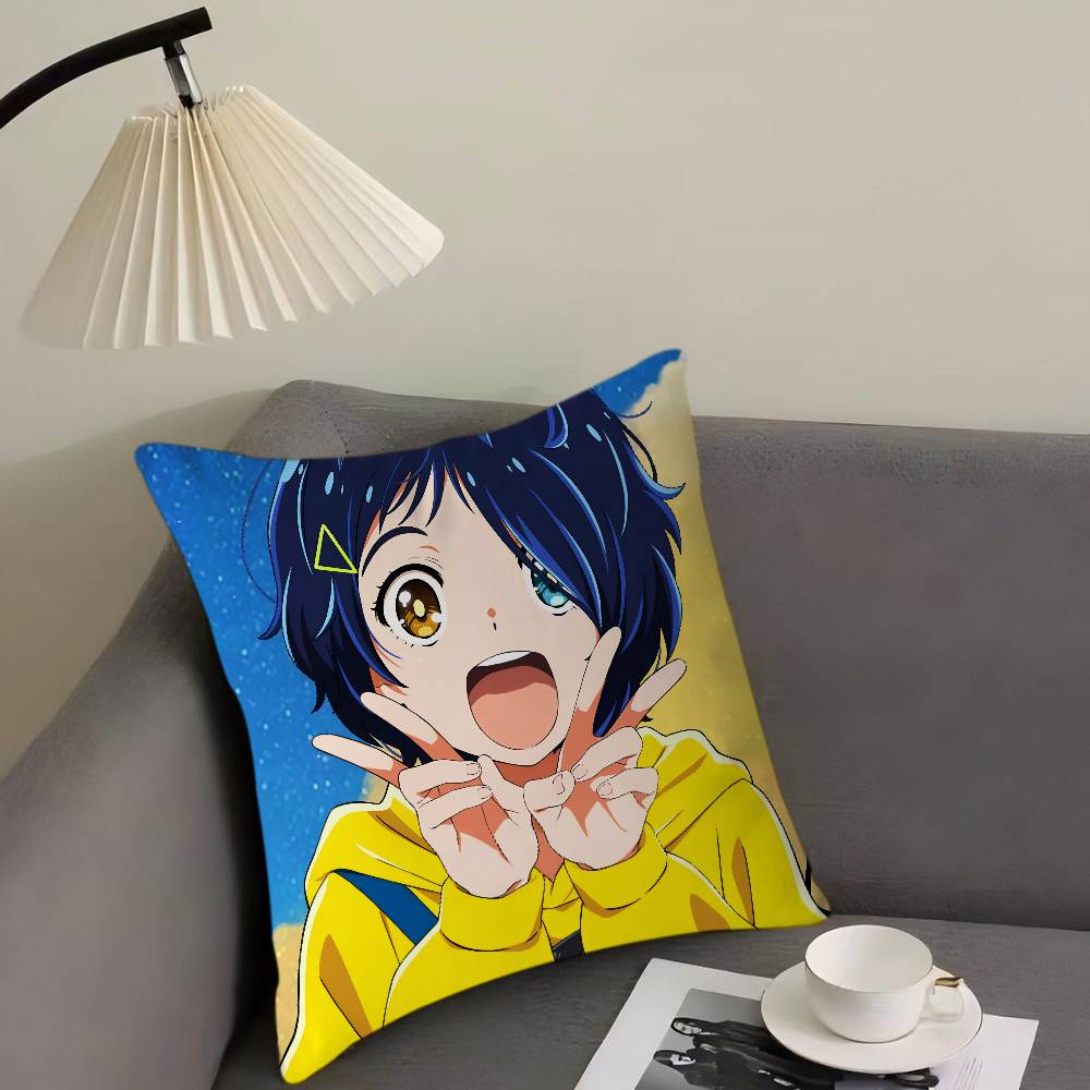 

W-Wonder Egg Priority Cartoon Animation Pillowcase Toon Gift Cushion Cover Bedroom Home Sofa Chair Seat Decor Pillow Case 16x16Inch