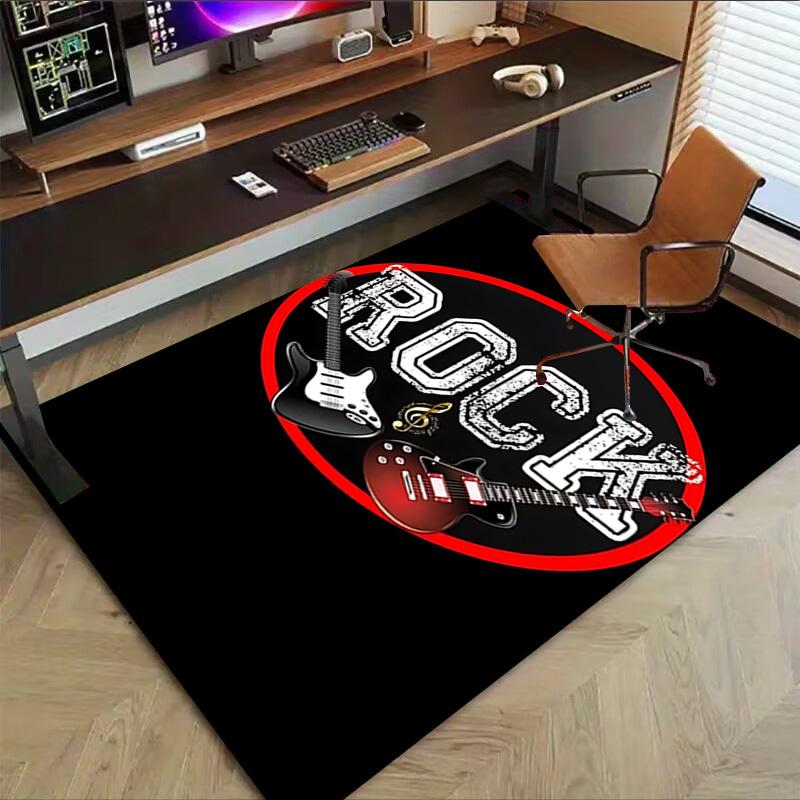 1pc ROCK GUITAR Carpet Anti Slip Polyester Floor Mat for office,Bedroom