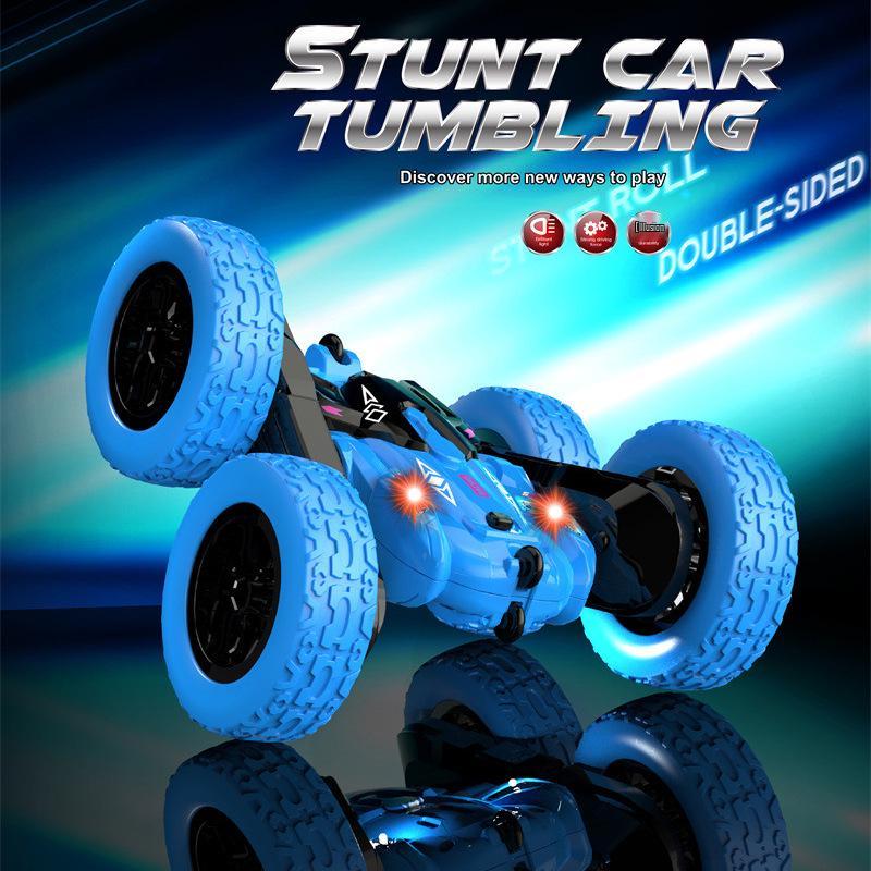 Children's 4-Wheel Double-Sided Long-Distance RC Stunt Car with 2.4G Control, LED Lights, Off-Road and Drifting Capabilities