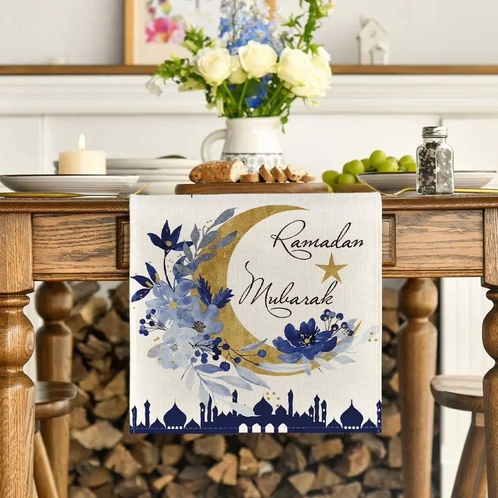 Heat Insulation Ramadan Table Runner Anti-slip Moon Table Runner New Table Cover  Eid Al Adha