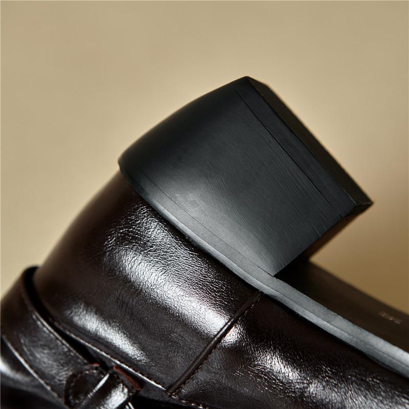 Dámské boty na nízkém podpatku podzim a zima nové evropské a americké na silném podpatku ve velkých velikostech římské střední kozačky