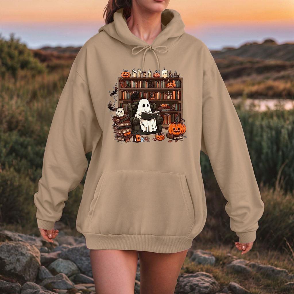 Women Fashion O Neck Long Sleeve Printed Top Hoodie Sweatshirt