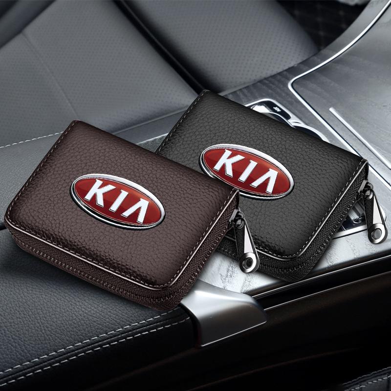 1pcs Fashion Leather Car Driver's License ID Card Bank Card Wallet Car Styling For Kia Rio Ceed Sportage Cerato Soul Sorento K2 K5 Flip Car Accessorie